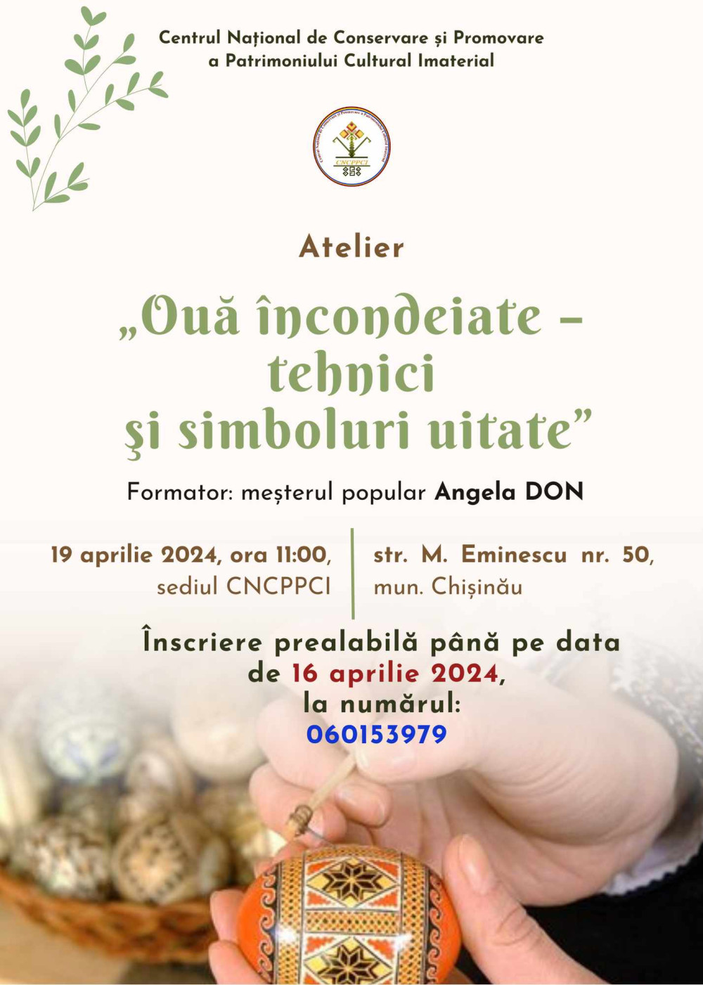 Anunț de înscriere la Atelierul „Ouă încondeiate – tehnici şi simboluri uitate”